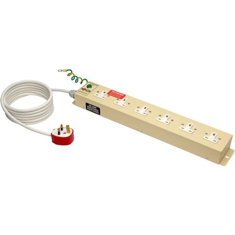 Tripp Lite Safe-IT UK BS-1363 Medical-Grade Power Strip with 6 UK Outlets, Antimicrobial 3m Cord