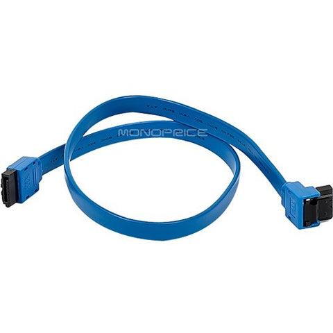 Monoprice, Inc. 18inch Sata 6gbps Cable W/locking Latch (90 Degree To 180 Degree) - Blue