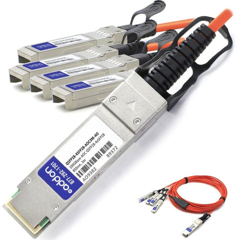 AddOn MSA and TAA Compliant 100GBase-AOC QSFP28 to 4xSFP28 Direct Attach Cable (850nm, MMF, 3m)
