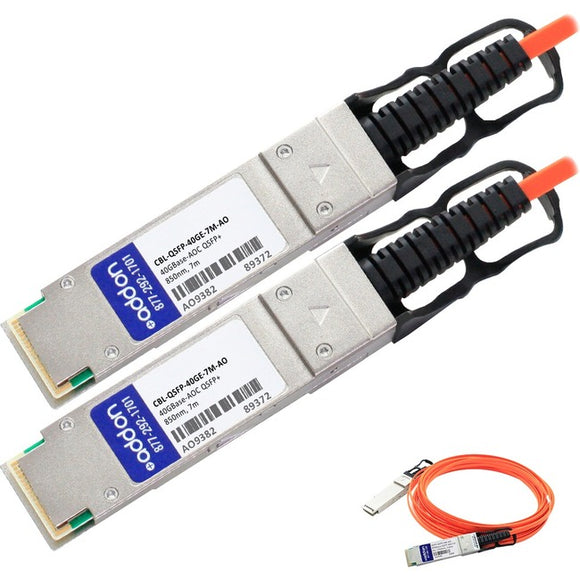 AddOn Dell Force10 Compatible TAA Compliant 40GBase-AOC QSFP+ to QSFP+ Direct Attach Cable (850nm, MMF, 7m)