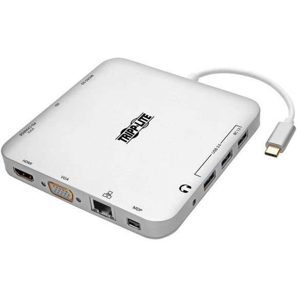 Tripp Lite USB C Docking Station w/ USB Hub mDP HDMI VGA GbE PD Charging 4K, USB-C, USB Type-C