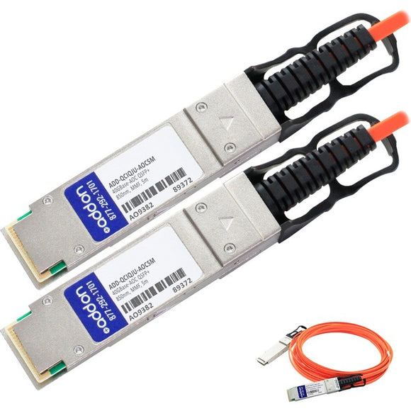 AddOn Cisco QSFP-H40G-AOC5M to Juniper Networks JNP-40G-AOC-5M Compatible TAA Compliant 40GBase-AOC QSFP+ to QSFP+ Direct Attach Cable (850nm, MMF, 5m)