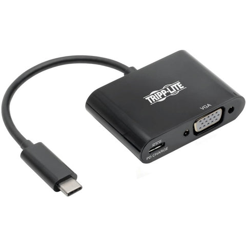 Tripp Lite USB C to VGA Adapter Converter w/ PD Charging 1080p Black USB Type C to VGA