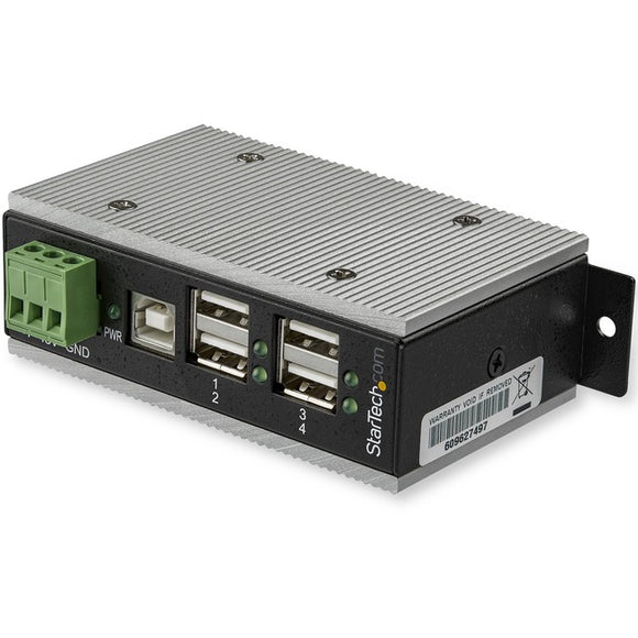 StarTech.com 4 Port USB 2.0 Hub - Metal Industrial USB Hub (USB-A to 4x USB-A) - Mountable, ESD/Surge Protection - Extended Operating Temp