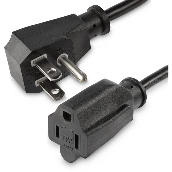 StarTech.com 1.5ft (0.45m) Power Extension Cord, Flat NEMA 5-15P to NEMA 5-15R, 10A 125V, 18AWG, Black, Flat Outlet Extension Cable