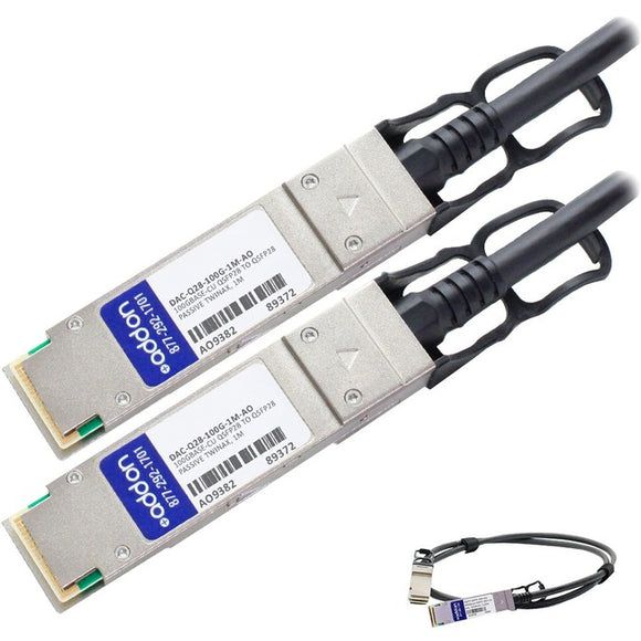 AddOn Dell DAC-Q28-100G-1M Compatible TAA Compliant 100GBase-CU QSFP28 to QSFP28 Direct Attach Cable (Passive Twinax, 1m)