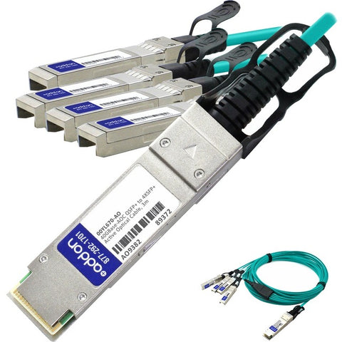 AddOn IBM 00YL670 Compatible TAA Compliant 40GBase-AOC QSFP+ to 4xSFP+ Active Optical Cable (850nm, MMF, 3m)