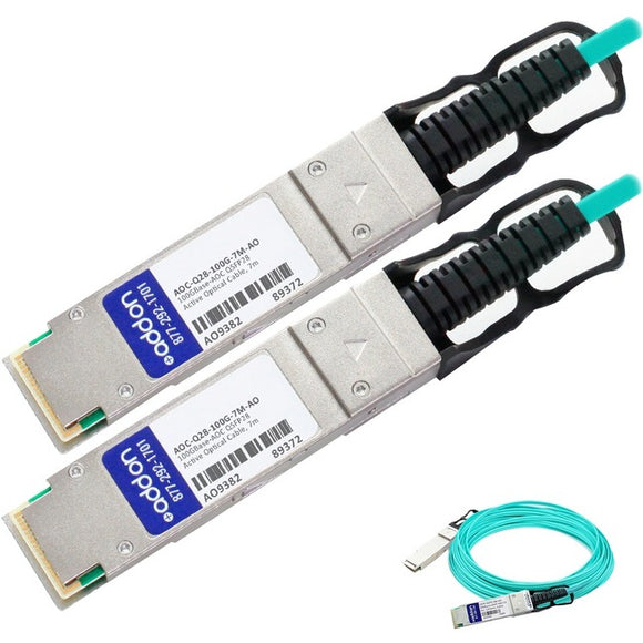 AddOn Dell AOC-Q28-100G-7M Compatible TAA Compliant 100GBase-AOC QSFP28 to QSFP28 Direct Attach Cable (850nm, MMF, 7m)