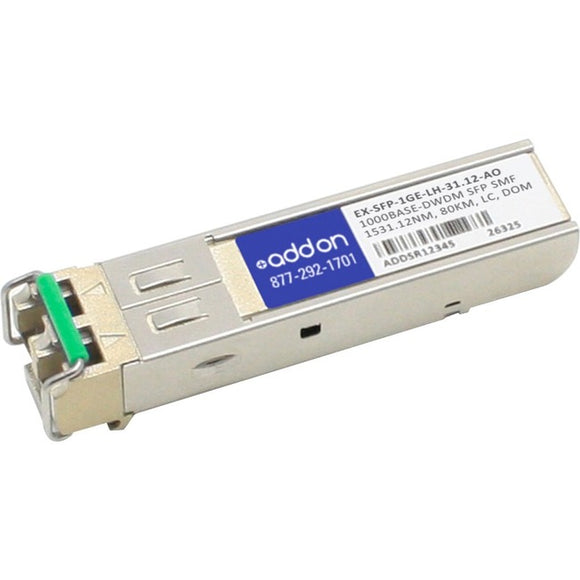 AddOn Juniper Networks EX-SFP-1GE-LH-31.12 Compatible TAA Compliant 1000Base-DWDM 100GHz SFP Transceiver (SMF, 1531.12nm, 80km, LC, DOM)
