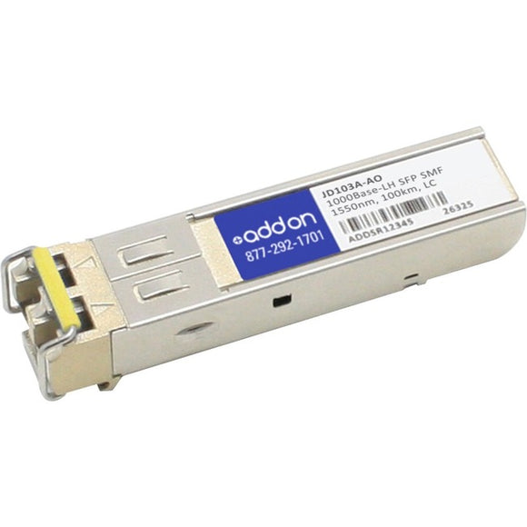 AddOn HP JD103A Compatible TAA Compliant 1000Base-LH SFP Transceiver (SMF, 1550nm, 100km, LC)