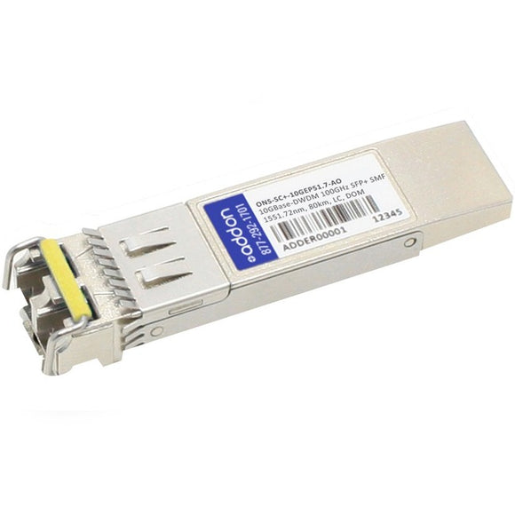 AddOn Cisco ONS ONS-SC+-10GEP51.7 Compatible TAA Compliant 10GBase-DWDM 100GHz SFP+ Transceiver (SMF, 1551.72nm, 80km, LC, DOM)