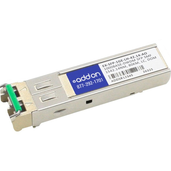 AddOn Juniper Networks EX-SFP-1GE-LH-42.14 Compatible TAA Compliant 1000Base-DWDM 100GHz SFP Transceiver (SMF, 1542.14nm, 80km, LC, DOM)