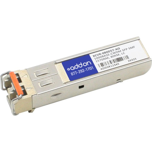 AddOn Ciena XCVR-080D57 Compatible TAA Compliant 1000Base-CWDM SFP Transceiver (SMF, 1570nm, 80km, LC)