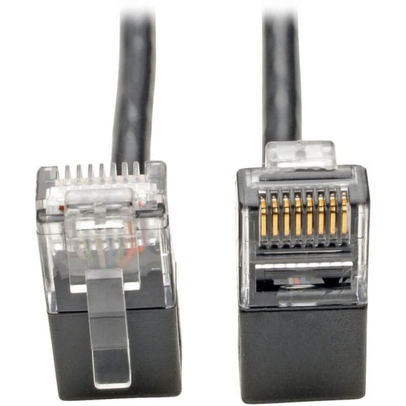 Tripp Lite Cat6 Gigabit Patch Cable Snagless Right-Angle UTP Slim Black 2ft
