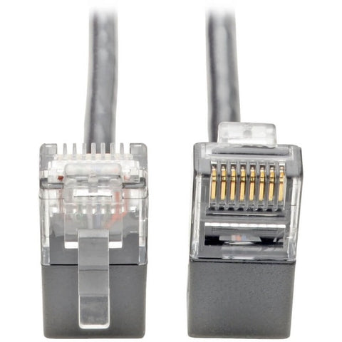Tripp Lite Cat6 Gigabit Patch Cable Snagless Right-Angle UTP Slim Gray 2ft