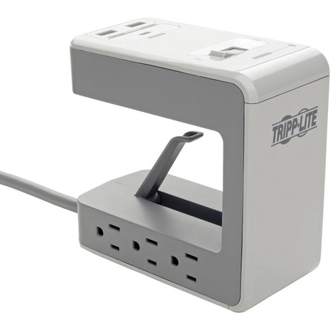 Tripp Lite 6-Outlet Surge Protector w/2 USB-A (2.4A Shared) & 1 USB-C (3A) - 8 ft. (2.43 m) Cord, 1080 Joules, Desk Clamp