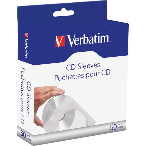 Verbatim CD/DVD Paper Sleeves with Clear Window - 50pk Box