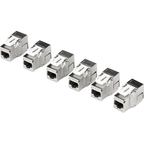 TRENDnet Shielded Cat6A Keystone Jack, 6-Pack Bundle, TC-K06C6A, 180° Angle Termination, Compatible with Cat5/Cat5e/Cat6 Cabling, Use w/ TC-KP24S Shielded Blank Keystone Patch Panel (sold separately)