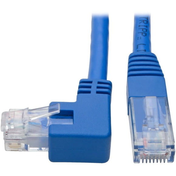 Tripp Lite Left-Angle Cat6 UTP Patch Cable (RJ45) - 1 ft., M/M, Gigabit, Molded, Blue