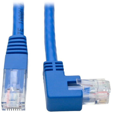 Tripp Lite Right-Angle Cat6 UTP Patch Cable (RJ45) - 1 ft., M/M, Gigabit, Molded, Blue