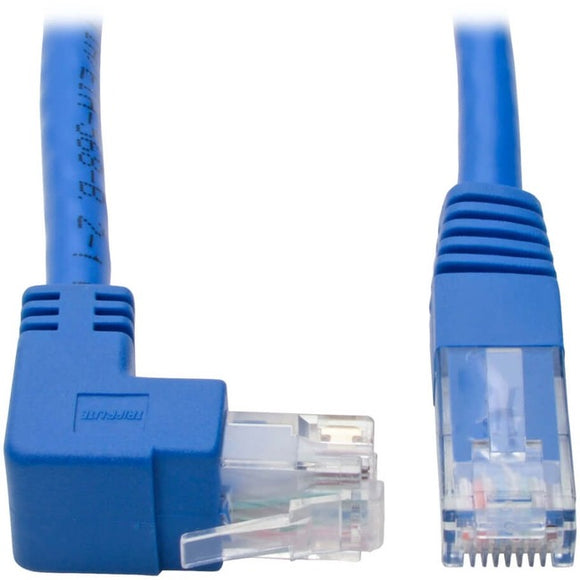 Tripp Lite Up-Angle Cat6 UTP Patch Cable (RJ45) - 1 ft., M/M, Gigabit, Molded, Blue