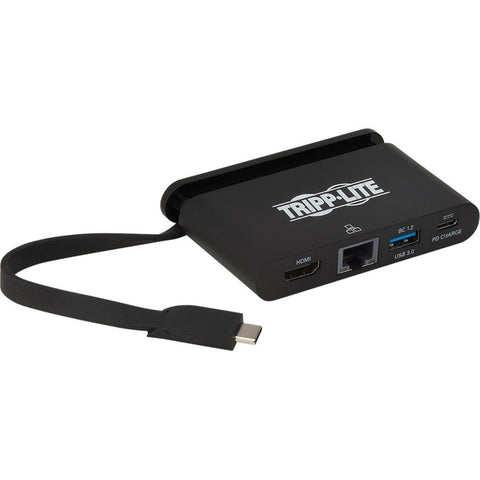 Tripp Lite USB C Docking Station Adapter 4K w/ HDMI, Gigabit Ethernet, USB-A Hub, PD Charging, Thunderbolt 3 Compatible