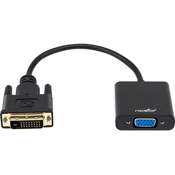 Rocstor Premium DVI-D to VGA Active Adapter - Resolutions up to 1920x1200 - DVI/VGA for Monitor, Projector, Video Device, Notebook, Desktop Computer, 6 Inch - 1 Pack - 1 x DVI-D - 1 x HD-15 Female VGA, - Black - DVI-D TO VGA CONVERTER ADAPTER 1920X1200