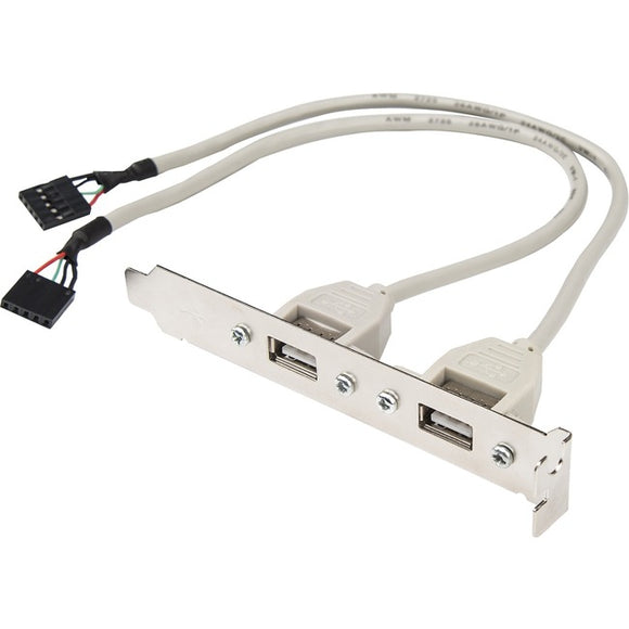 Rocstor Premium 8in 2 Port USB Type A Female Low Profile Slot Plate Adapter - 2 x USB Type A Female Ports - 2 x IDC-5 Female Connectors Low Profile USB A (F)