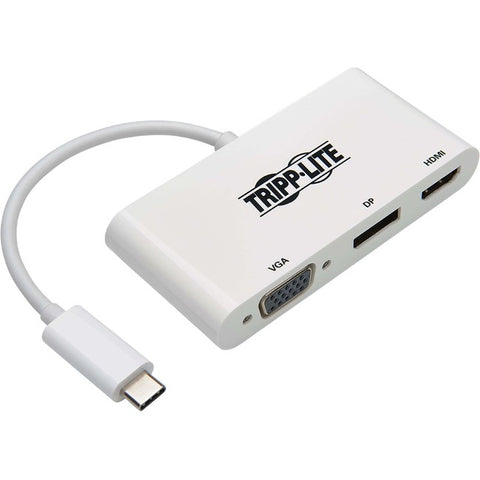 Tripp Lite USB C to HDMI DisplayPort VGA Multiport Adapter 4K USB Type C White