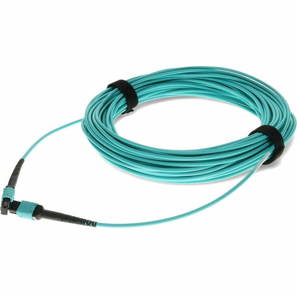 AddOn 25m MPO (Female) to MPO (Female) 12-Strand Aqua OM4 Crossover Fiber OFNP (Plenum-Rated) Patch Cable