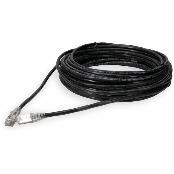 AddOn 50ft RJ-45 (Male) to RJ-45 (Male) Shielded Straight Black Cat6A STP PVC Copper Patch Cable