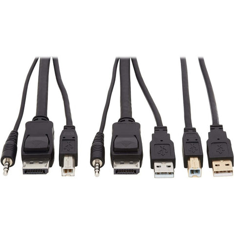 Tripp Lite DisplayPort KVM Cable Kit 4K USB 3.5mm Audio 3xM/3xM USB M/M 6ft