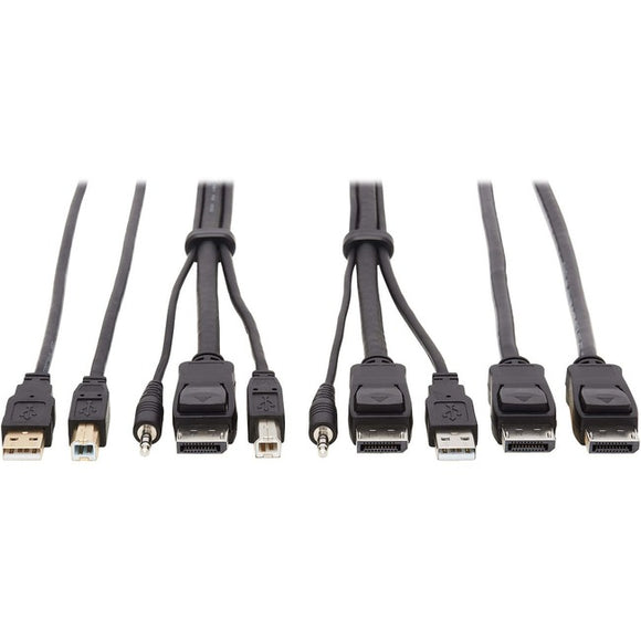 Tripp Lite DisplayPort KVM Cable Kit 4K USB 3.5mm 3xM/3xM USB MM DP MM 10ft