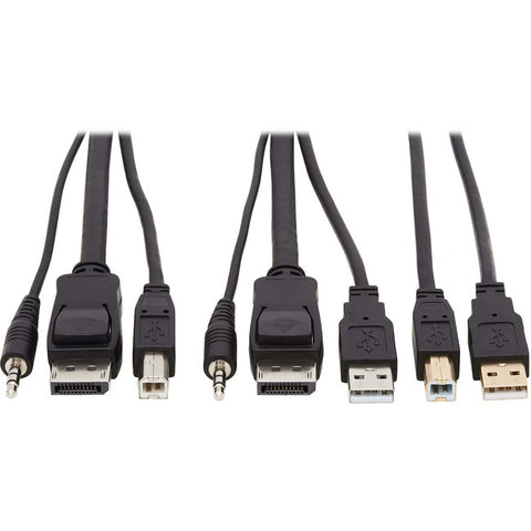 Tripp Lite DisplayPort KVM Cable Kit 4K USB 3.5mm Audio 3xM/3xM USB MM 10ft