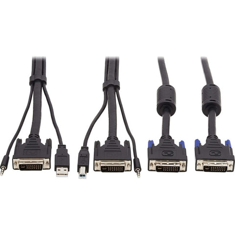 Tripp Lite Dual DVI KVM Cable Kit 3 in 1 DVI USB 3.5mm Audio 3xM/3xM 10ft