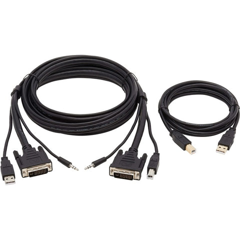 Tripp Lite DVI KVM Cable Kit, DVI USB 3.5mm Audio 3xM/3xM+USB M/M Black 6ft