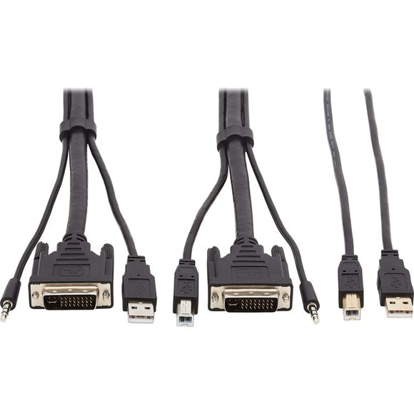 Tripp Lite DVI KVM Cable Kit DVI USB 3.5mm Audio 3xM/3xM+USB M/M Black 10ft