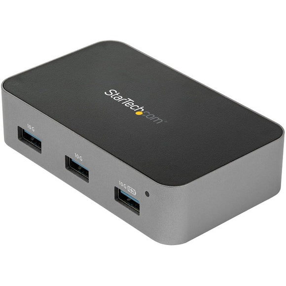 StarTech.com 4 Port USB C Hub with Power Adapter, USB 3.1/3.2 Gen 2 (10Gbps), 4x USB Type A, Self Powered, Fast Charge Port, Mountable