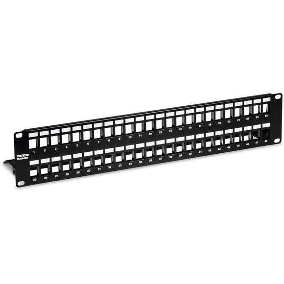 TRENDnet 48-Port Blank Keystone Shielded 2U HD Patch Panel, TC-KP48S, 2U 19
