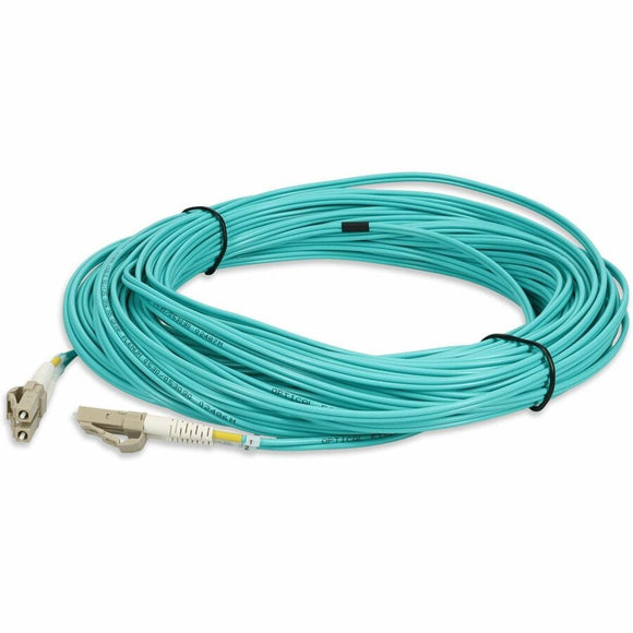 AddOn 11m LC (Male) to LC (Male) Straight Aqua OM4 Duplex Plenum Fiber Patch Cable
