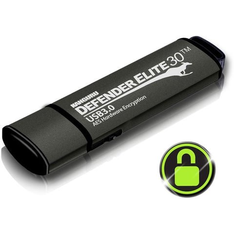 Kanguru Defender Elite30, Hardware Encrypted, Secure, SuperSpeed USB 3.0 Flash Drive, 256G