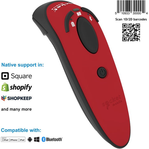 Socket Mobile DuraScan® D740, Universal Barcode Scanner, Red