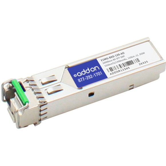 Brocade (Formerly) E1MG-BXD-120 Compatible TAA Compliant 1000Base-BX SFP Transceiver (SMF, 1550nmTx/1490nmRx, 120km, LC, DOM)