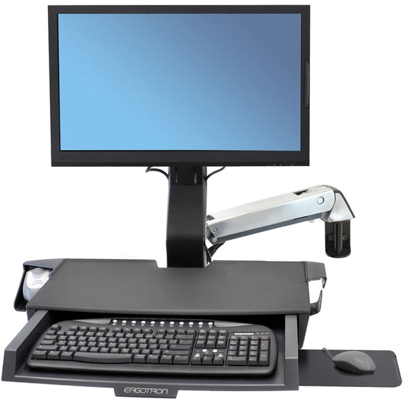 Ergotron StyleView Mounting Arm for Keyboard, Monitor, Bar Code Scanner, Mouse, Wrist Rest - Polished Aluminum