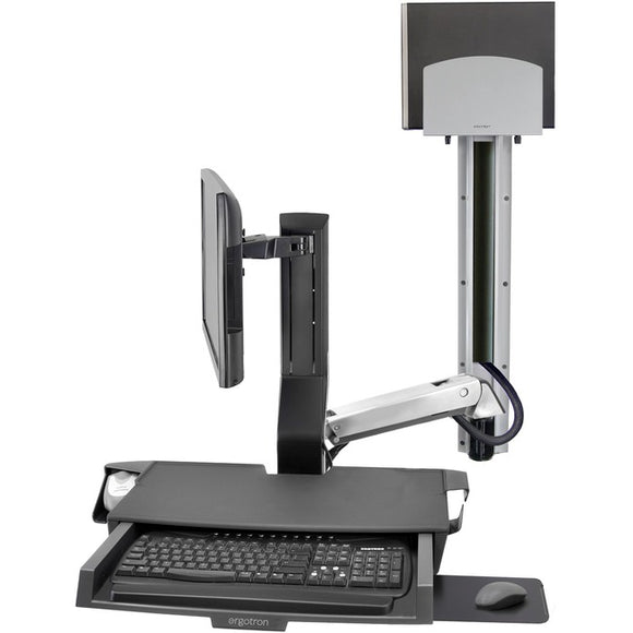 Ergotron StyleView Wall Mount for Monitor, Keyboard, Bar Code Scanner, CPU, Mouse, Wrist Rest - Polished Aluminum