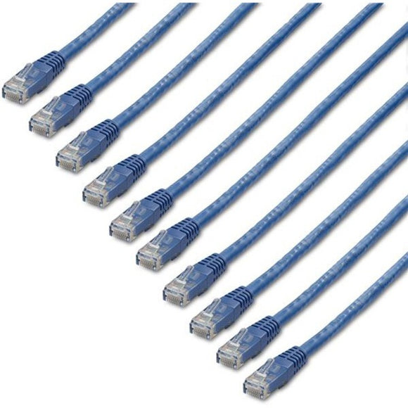 StarTech.com 3 ft. CAT6 Cable - 10 Pack - Blue CAT6 Ethernet Cords - Molded RJ45 Connectors - ETL Verified - 24 AWG (C6PATCH3BL10PK)