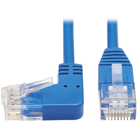 Tripp Lite Left-Angle Cat6 Gigabit Molded Slim UTP Ethernet Cable (RJ45 Left-Angle M to RJ45 M) Blue 2 ft. (0.61 m)