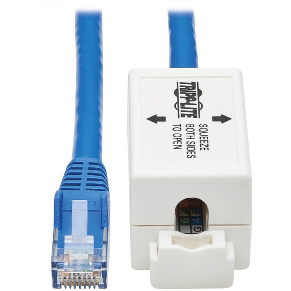 Tripp Lite Cat6 Junction Box Cable Assembly RJ45 Unshielded PoE+ Blue 18in