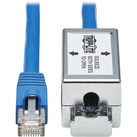 Tripp Lite Cat6 Junction Box Cable Assembly RJ45 Shielded PoE+ Blue 18in