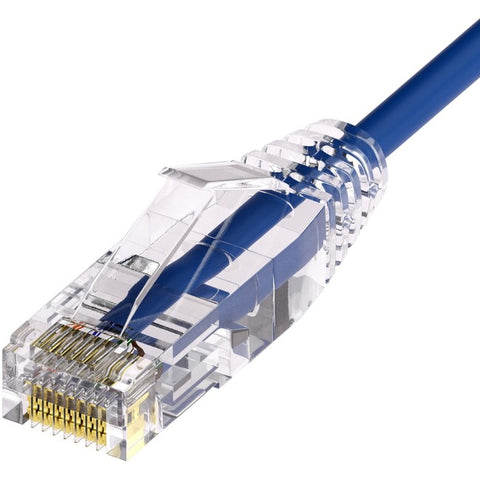 Unirise Clearfit Slim™ Cat6A 28AWG Patch Cable, Snagless, Blue, 1ft